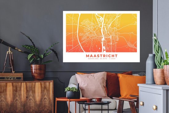 Stickers muraux - Plan de la ville - Nederland - Pays-Bas - Oranje - 120x80 cm - Feuille adhésive - Carte