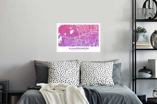 Stickers Stickers muraux - Plan de la ville - Vlaardingen - Pays- Nederland - Violet - 60x40 cm - Feuille adhésive - Carte