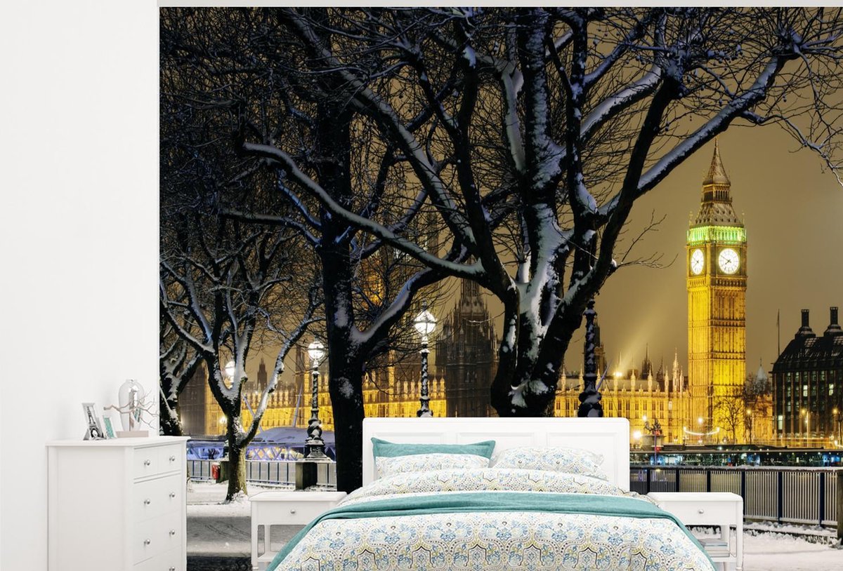 Behang - Fotobehang Winter - Big Ben - Londen - Breedte 275 cm x hoogte 220 cm