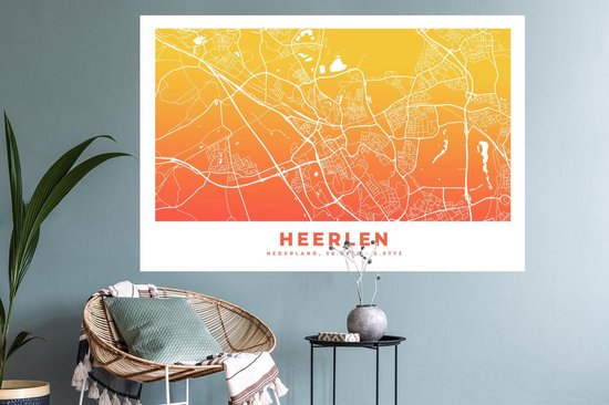 Stickers Stickers muraux - Plan de la ville - Heerlen - Pays- Nederland - 120x80 cm - Feuille adhésive - Carte