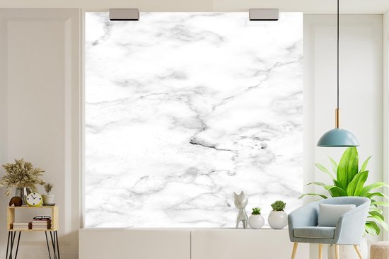 Papier peint - Papiers Papier peint photo Marbre - Wit - Grijs - Largeur 220 cm x Hauteur 220 cm