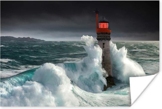 Poster Oceaan - Water - Vuurtoren - 120x80 cm