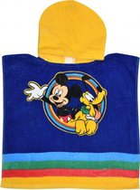 badponcho Mickey & Pluto junior 100 cm katoen geel/blauw