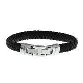 The Jewelry Collection For Men Armband Leer 10 mm 22,5 cm - Staal