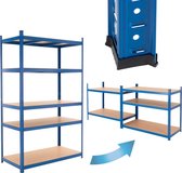 Werkplaatsplank 200x120x50 cm, belastbaar tot 350 kg, gemaakt van blauw gepoedercoat metaal
