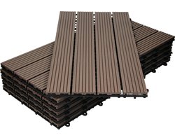 Patio tegels 60x30 cm set van 6 voor 1m² donkerbruin gemaakt van WPC