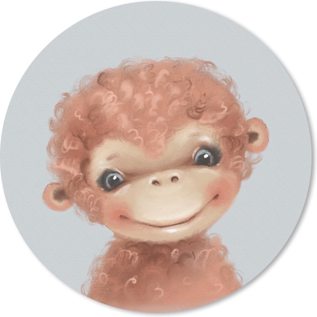 Muismat rond 50x50 cm - Mousepad Jungle - Aap - Grijs - Ronde muismatten