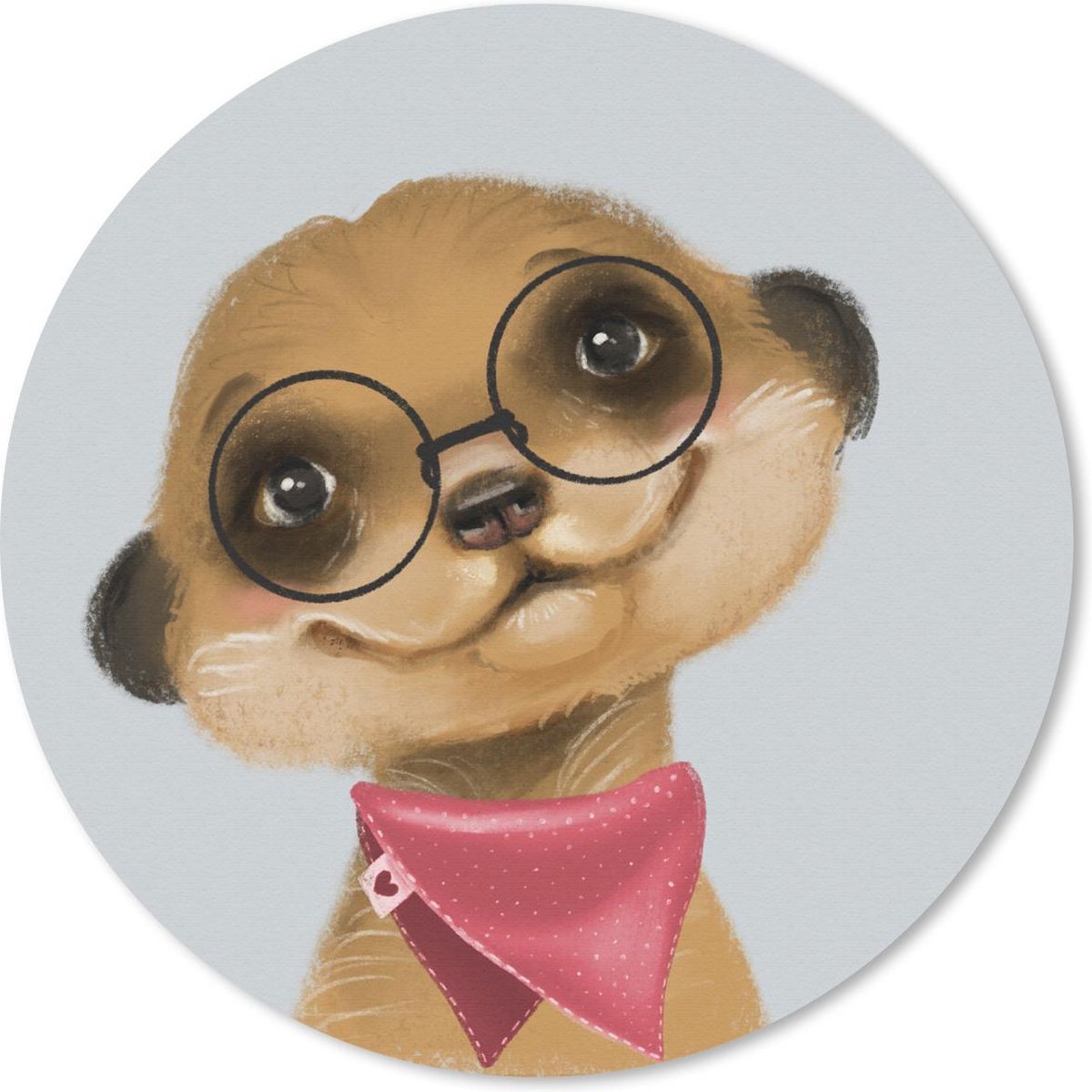 Muismat rond 50x50 cm - Mousepad Stokstaartje - Roze - Kinderen - Ronde muismatten