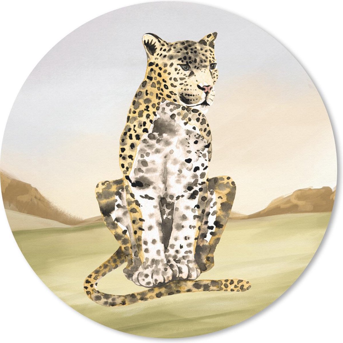 Muismat rond 50x50 cm - Mousepad Luipaard - Jungle - Gras - Ronde muismatten