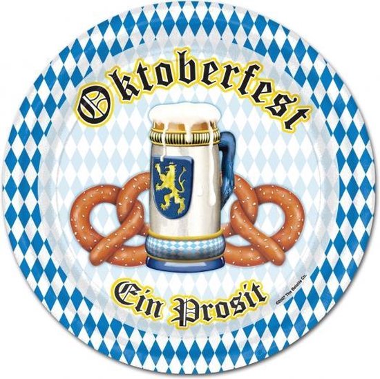 Oktoberfest thema bordjes 24x stuks 23 cm van karton - Feestartikelen
