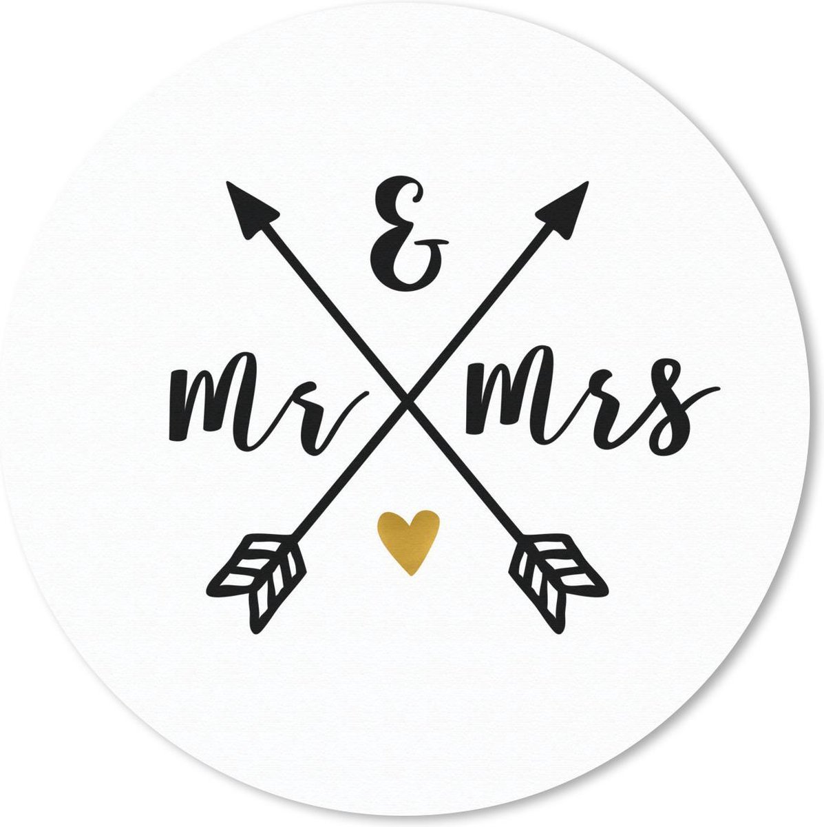 Muismat rond 40x40 cm - Mousepad Huwelijk - Quotes - Mr & Mrs - Spreuken - Ronde muismatten