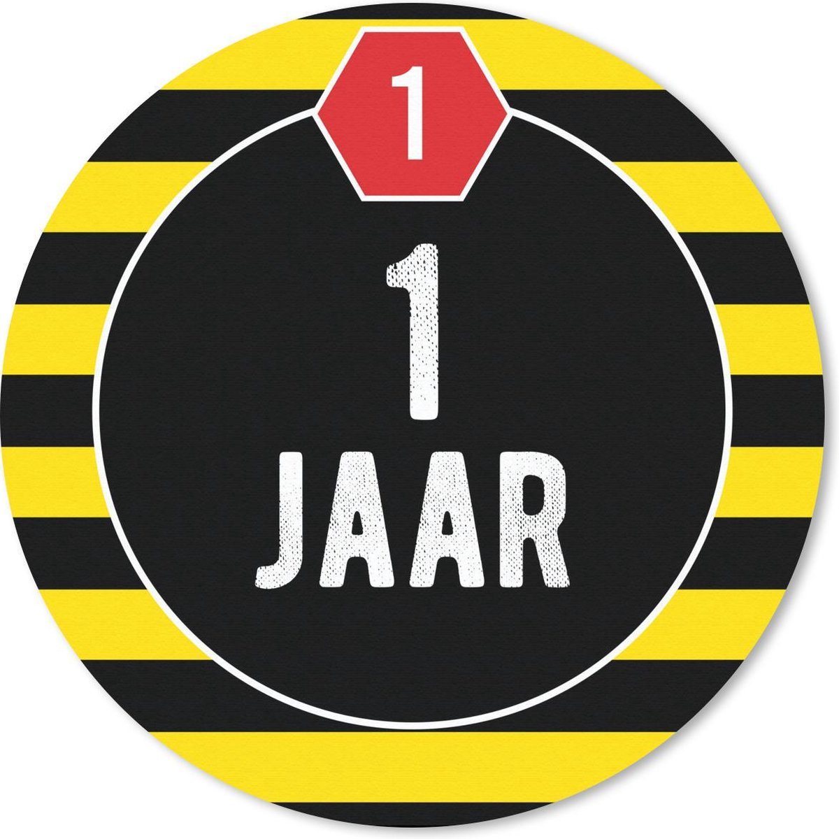 Muismat rond 30x30 cm - Mousepad Jubileum - 1 Jaar - Zwart - Ronde muismatten
