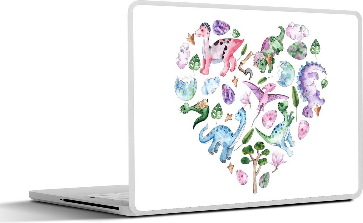 Laptop sticker - 11.6 inch - Kinderkamer - Patroon - Dinosaurus - Meisjes - Kinderen - Roze - Kids - 30x21cm - Laptopstickers - Laptop skin - Cover