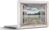 Laptop sticker - 10.1 inch - Doorkijk - Berg - Steiger - 25x18cm - Laptopstickers - Laptop skin - Cover