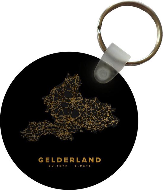 Porte-clés - Gueldre - Carte - Noir et or - Plastique - Rond - Distribution cadeaux