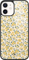 iPhone 12 hoesje glass - Yellow garden | Apple iPhone 12  case | Hardcase backcover zwart