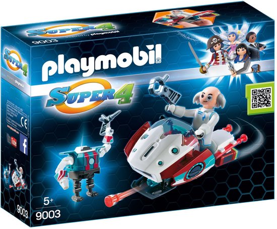Playmobil Super 4 nr. 9003 Skyjet met Dr. X & robot / Sky Jet et Docteur X