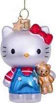 Ornament glass Hello Kitty blue w/bear H9cm w/box