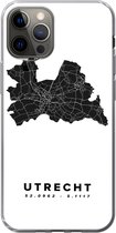 Geschikt voor iPhone 12 Pro hoesje - Utrecht - Nederland - Kaart - Wit - Siliconen Telefoonhoesje