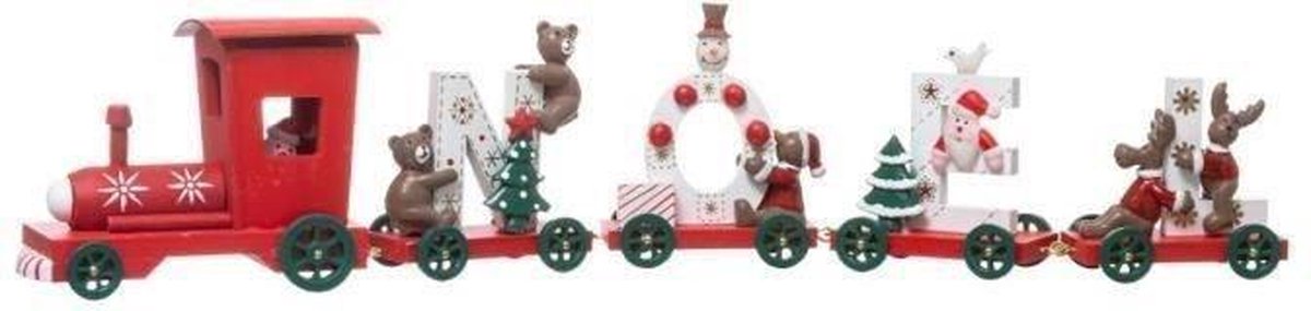 Objet Bois Train 4 Wagons Noël