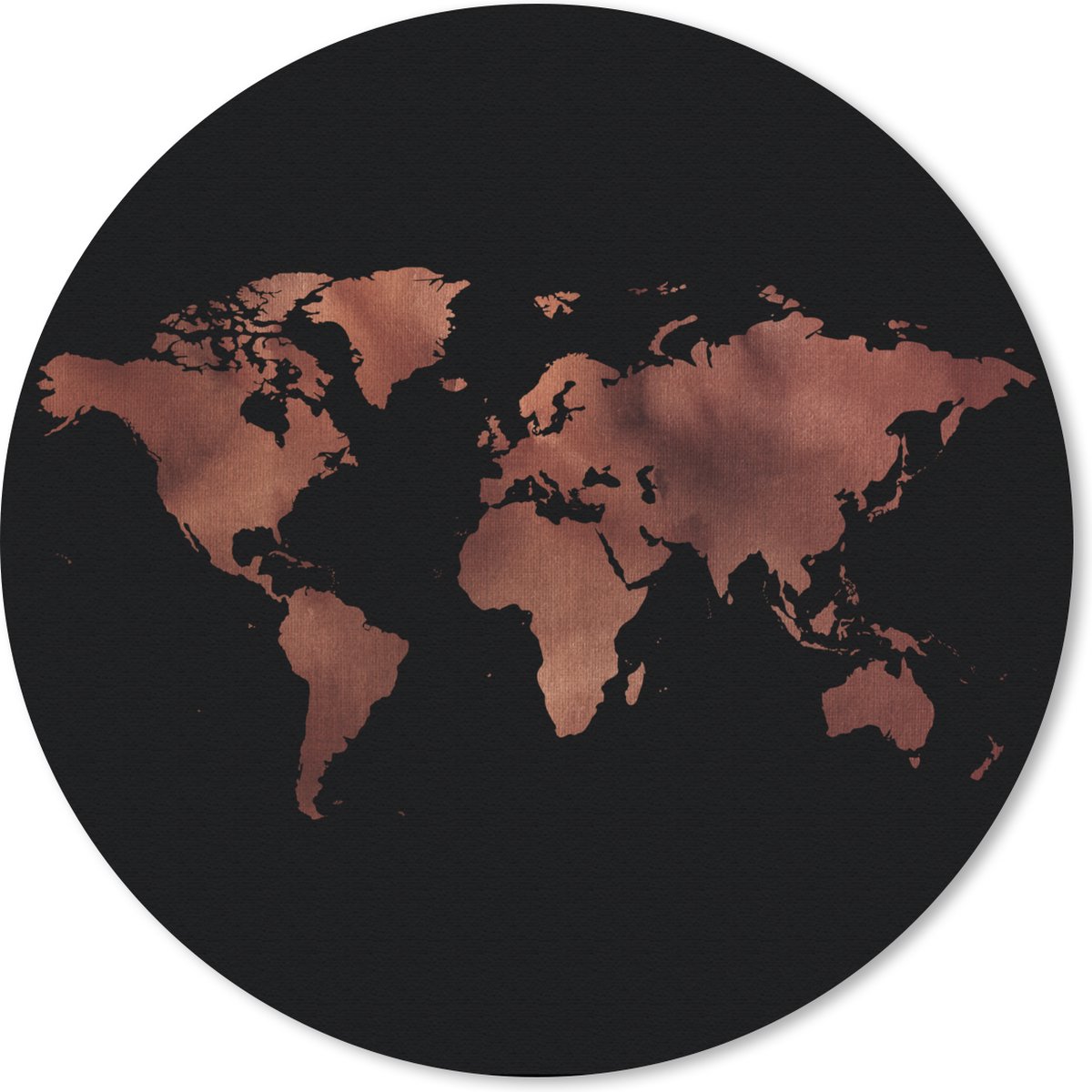 Muismat - Mousepad - Rond - Wereldkaart - Schaduw - Bruin - 30x30 cm - Ronde muismat