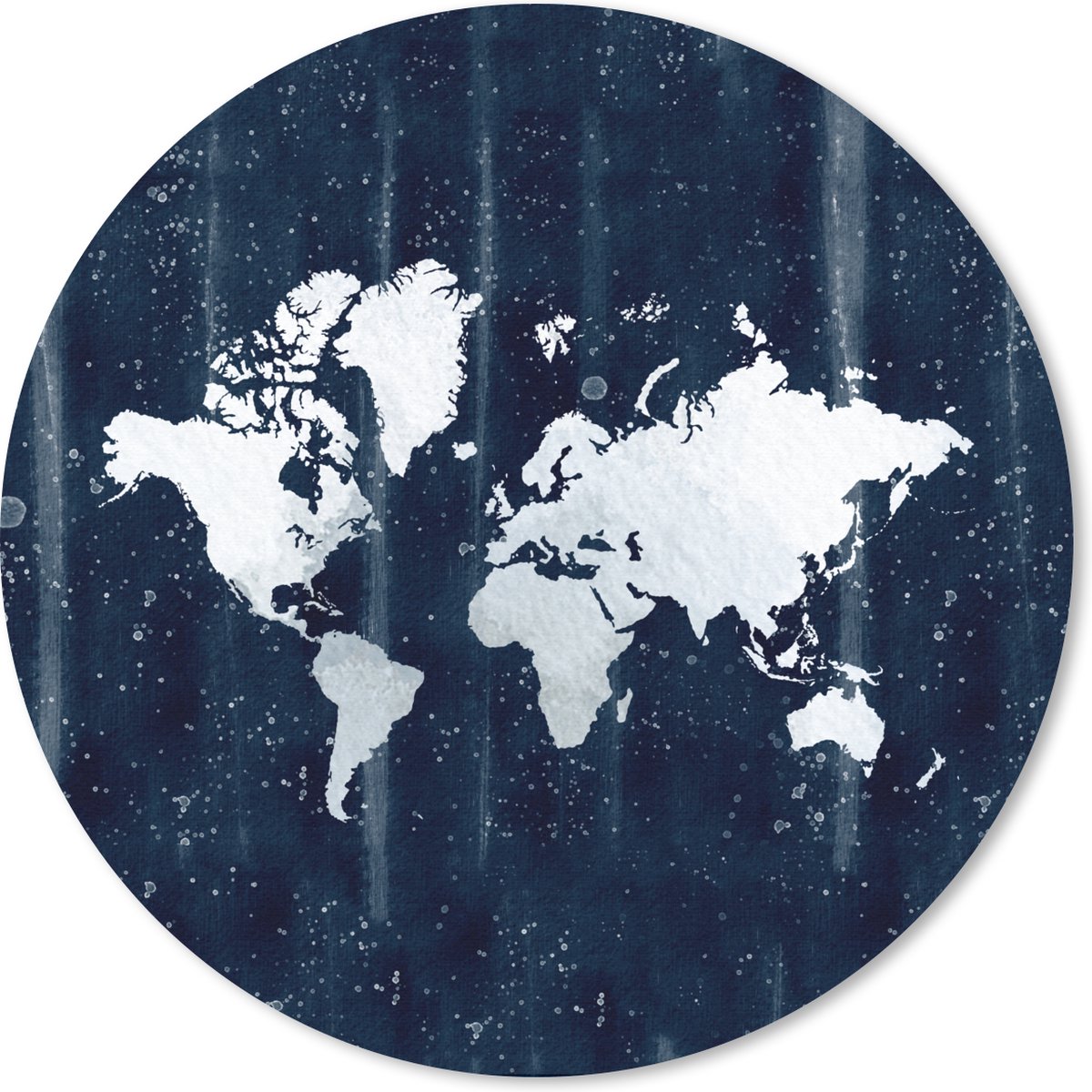 Muismat rond 20x20 cm - Mousepad Wereldkaart - Blauw - Sterrenhemel - Ronde muismatten