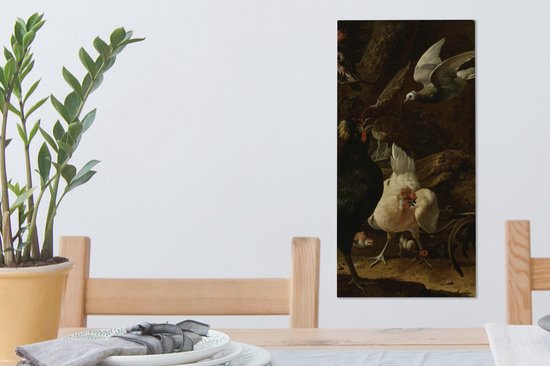 Toile Peinture Vogels dans un Parc - Peinture de Melchior d'Hondecoeter - 20x40 cm - Décoration murale