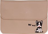 Schoudertasje grijs met hondje Wo Wo - 12,5x18cm