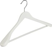 De Kledinghanger Gigant - 4 x Mantel / kostuumhanger lotushout wit gelakt met schouderverbreding en anti-slip broeklat, 44 cm