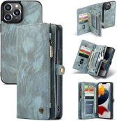 CASEME - Telefoonhoesje - Apple iPhone 13 Pro Max hoesje - Vintage Portemonnee Hoesje - Blauw