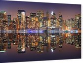 De neon skyline van New York gereflecteerd in water - Foto op Dibond - 60 x 40 cm