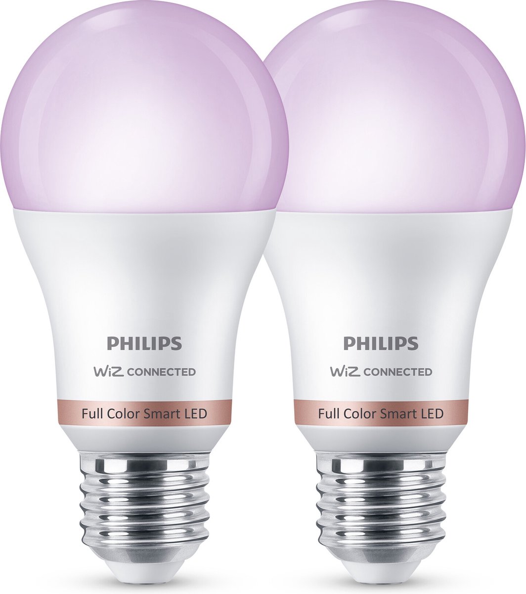 Philips E27 - 8W(60W) Slimme LED-Verlichting - RGB en Wit Licht - Mat - Wi-Fi