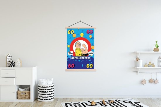 Porte-affiche avec affiche - Affiche scolaire - Anniversaire - 60 ans - Homme - 120x180 cm - Lattes vierges