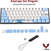 Keycaps - 72 Keycaps - met Keycap Puller - voor 60% Keyboards - Voor Gaming Toetsenbord - OEM Profile - PBT - Dye Sublimation - Blauw Wit -Pinguin