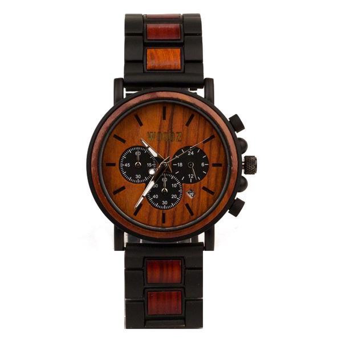 Woodzstyle® | collectie Lux | Houten horloge Flair | houten herenhorloge | houten dameshorloge |hoogwaardig Quartz uurwerk | ⌀ 44 mm | geleverd in houten giftbox | cadeau voor heren