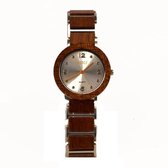 Woodzstyle® | collectie Flores| Houten horloge Kristal brown| houten herenhorloge | houten dameshorloge |hoogwaardig Quartz uurwerk |  ⌀ 44 mm |aanpasbaar houten horlogebandje | ge