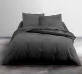 Dekbedovertrek Uni chiné antraciet flanel