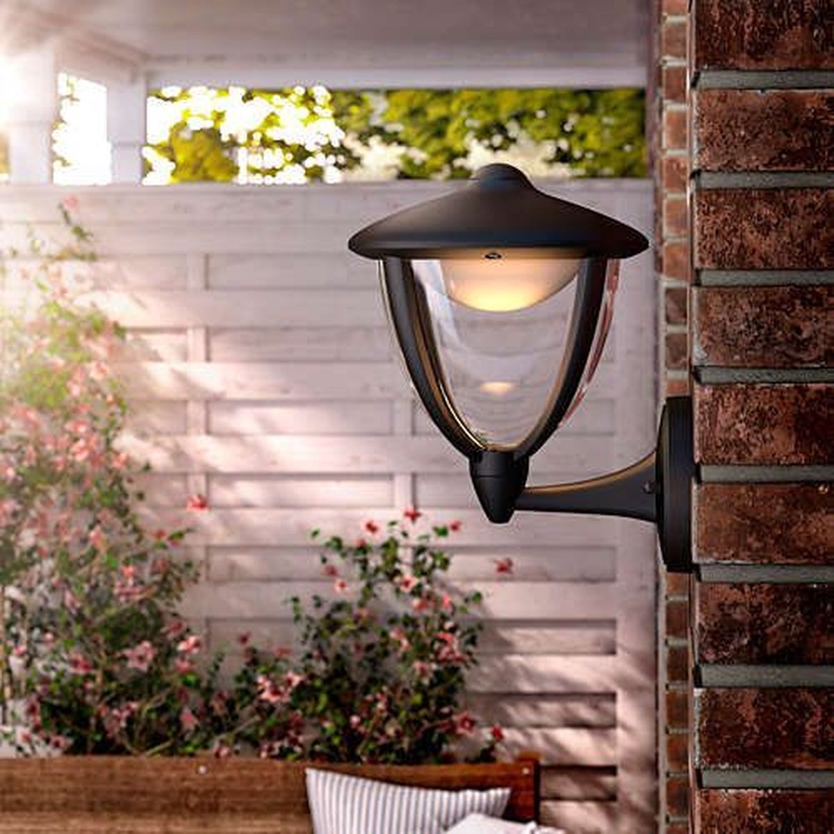 Philips robin led outdoor wall lantern black sale