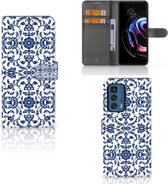 Telefoon Hoesje Motorola Edge 20 Pro Book Case Flower Blue
