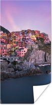 Poster Paarse lucht boven Cinque Terre in Italië - 75x150 cm