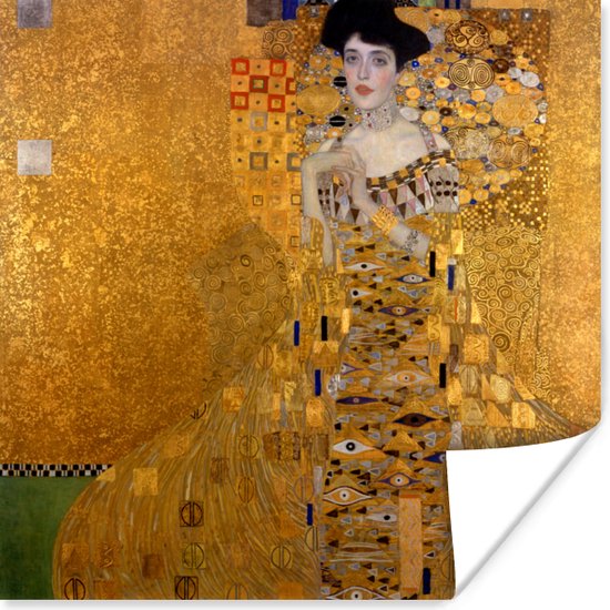 Poster Portret van Adèle Bloch-Bauer I - Schilderij van Gustav Klimt - 100x100 cm XXL