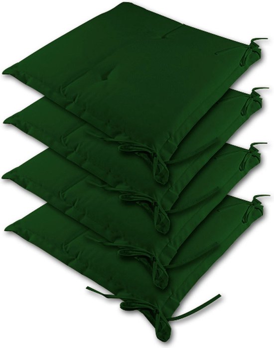 4x Coussins pour chaise Vert - Galette Dessus de chaise 41cm - Jardin Terrasse