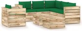 Decoways - 8-delige Loungeset met kussens groen geïmpregneerd hout