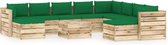 Decoways - 11-delige Loungeset met kussens groen geïmpregneerd hout