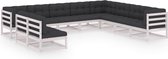 Decoways - 10-delige Loungeset met kussens massief grenenhout wit