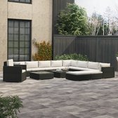 Decoways - 13-delige Loungeset met kussens poly rattan zwart