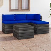 Decoways - 5-delige Loungeset met kussens pallet massief grenenhout