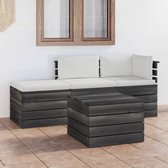 Decoways - 4-delige Loungeset met kussens pallet massief grenenhout