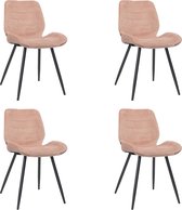 Bronx71® Velvet eetkamerstoel Toby roze - Eetkamerstoelen set van 4