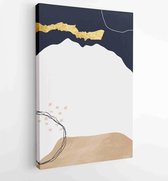 Luxe Gold Mountain muur kunst vector set. Aardetinten landschappen achtergronden instellen met maan en zon. 2 - Moderne schilderijen – Verticaal – 1871795815 - 80*60 Vertical